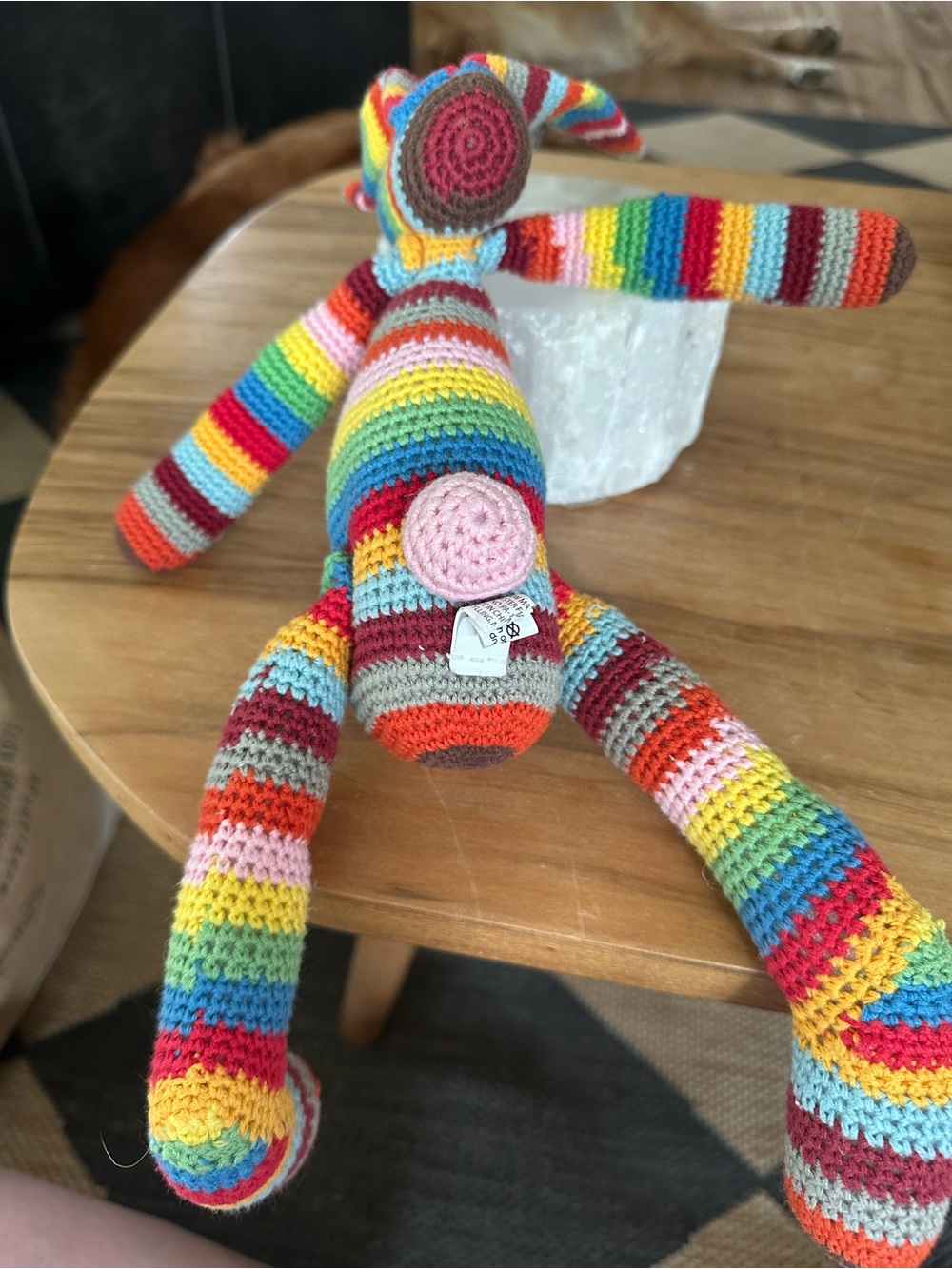 Schylling Handmade Rainbow Striped Crochet Stuffed rabbit - Colorful - Picture 4 of 5